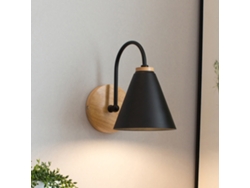 Lampadário De Parede Curvo Simples Antirrust Ferro Madeira Para Sala Corredor Quarto Sem Fonte De Luz Preto