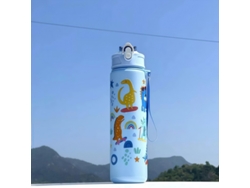 Botella de agua infantil de 750 ml de capacidad, fabricada en plástico ecológico. Mdug (Dinosaurio Azul)