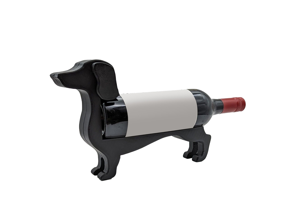 Soporte Para Botellas De Vino Con Forma De Perro Para Mesa, Bar O Cocina, De Plástico Negro.