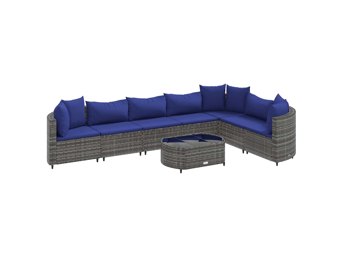 Maison Exclusive - Set De Sofás De Jardín Y Cojines 8 Piezas Ratán Sintético Gris