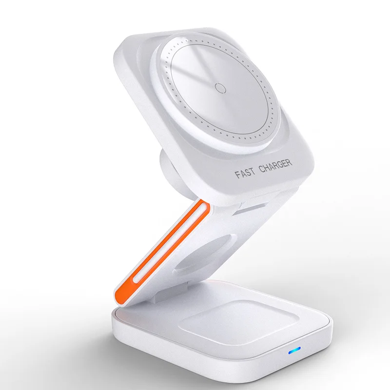 Base De Carga Inalámbrica Magnética Plegable De 30 W (blanca) Con Cable De Datos Tipo C