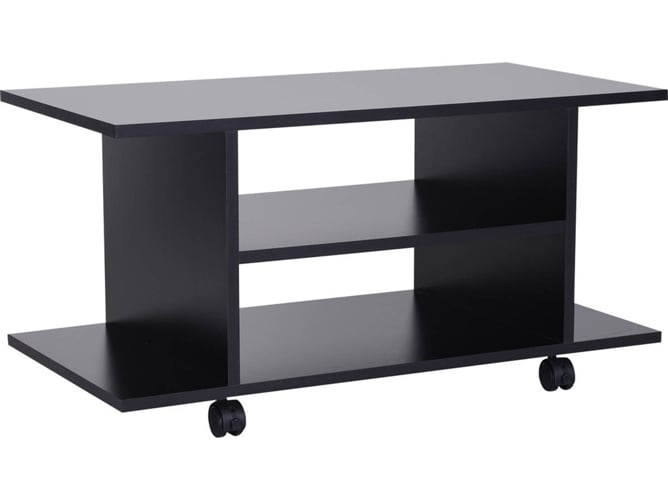 Homcom Mueble Para mesa tv con estantes y ruedas bloqueo superficie de melamina 80x40x40 cm 40x40x80