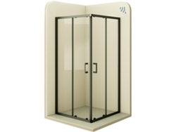 Mampara de Ducha MOMENTS OF GLASS Diana 85x85x190cm | Reversible |Puertas correderas, Ajuste 82,5-84,5x82,5-84,5cm | Perfiles negros, Cristal transparente 6mm