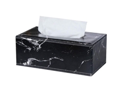 Caja Rectangular De Cuero Para Toallas De Papel (mármol Negro)