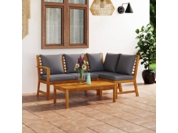 Conjunto de jardín de 4 piezas DKD Home Decor con cojines de acacia maciza