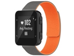 Bracelete Para Garmin Forerunner 35 / 30 / 35j (20mm) - Silicone Magnético - Textura De Lichia Cinza E Laranja