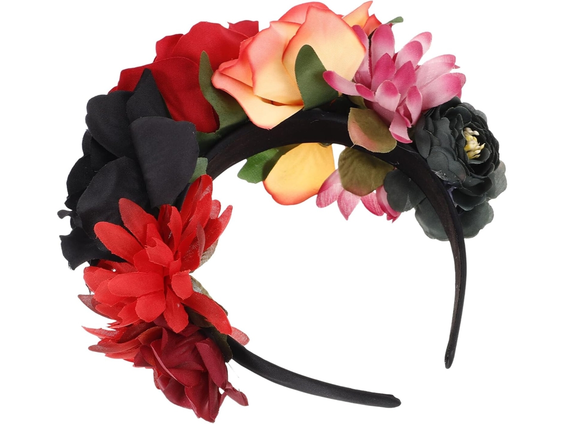 Diadema Halloween Mujer Avec Fleur Rosa Coiffe De Fête Accessoire Cabello Déguisement