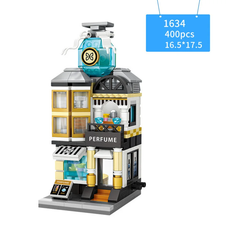 (perfumería) Bloques De Construcción Con Escena Callejera De Ciudad Divertida, Minijuego De Bloques De Construcción Educativos