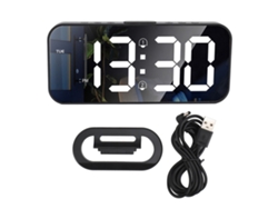 Reloj Despertador Digital Led Con Espejo De 6,7 Pulgadas Y Ajuste De Brillo Para Dormitorio U Oficina.