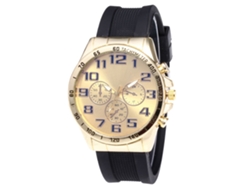 Reloj Cuarzo con correa de silicona, esfera redonda, unisex, estilo casual (dorado)