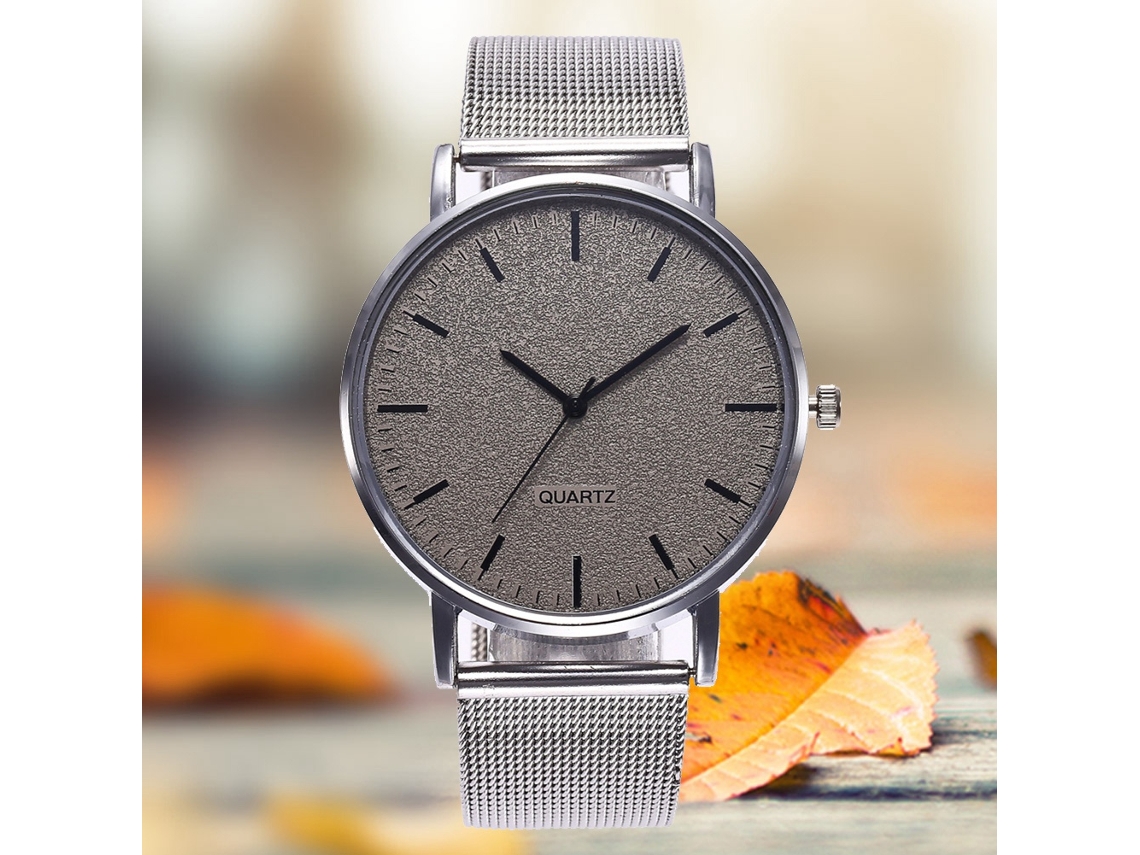 Reloj De Cuarzo Unisex Con Correa De Malla Gris Zhoulianfa Para Pulsera Casual