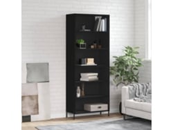 Aparador Alto Madera De Ingeniería Negro 69,5x32,5x180 Cm