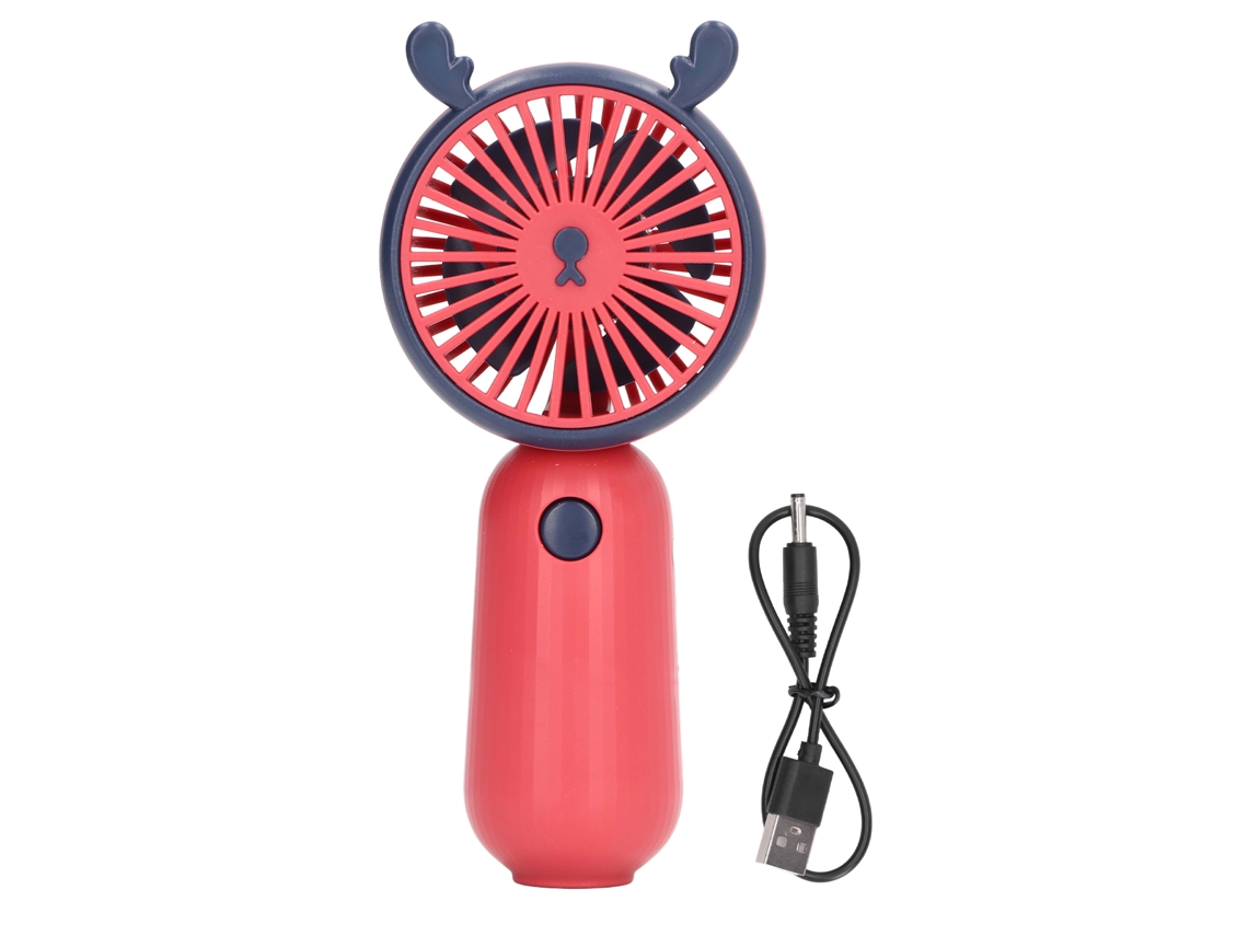 Ventilador Portátil De Mano Usb Recargable Mini Estilo Cuto Cuerno Animal Rojo Rosa Para Viajes