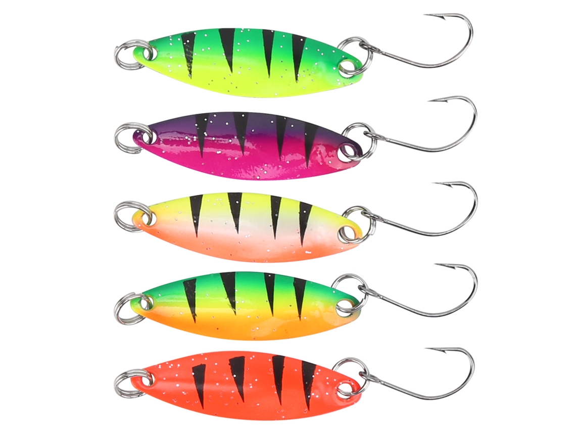 2026rebe-5pcs Cebo De Cuchara Metálico Colorido Para Trucha Walleye, Isca De Crankbait De Metal Con Anzuelo Simple Spinner Lure