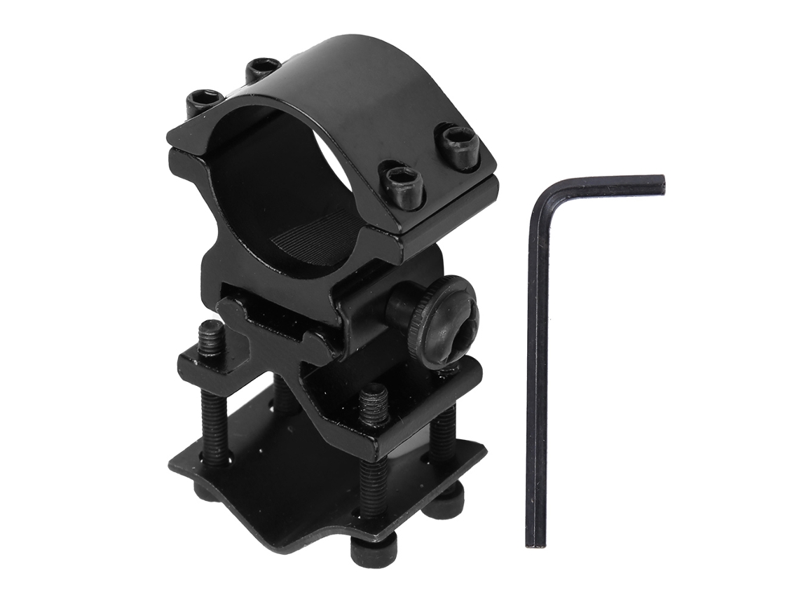 Adaptador universal de aluminio con soporte para linterna, telescopio y luz.