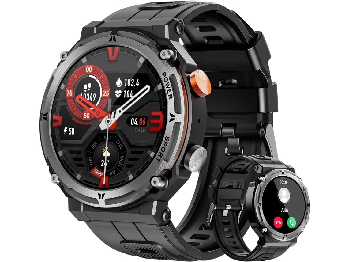 Relojes inteligentes militares para hombre, llamadas Bluetooth, resistente al agua hasta 5 ATM, con función de contestar/marcar llamadas, monitor de actividad física HD IP68 Chennnls