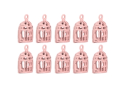 10 Jaulas Miniatura De Acero Inoxidable Para Pájaros Para Casas De Muñecas 1/12 1/6 Rosa