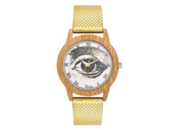 Reloj De Pulsera Unisex De Cuarzo Con Patrón Ojo Y Escala Romana Zhoulianfa (oro)