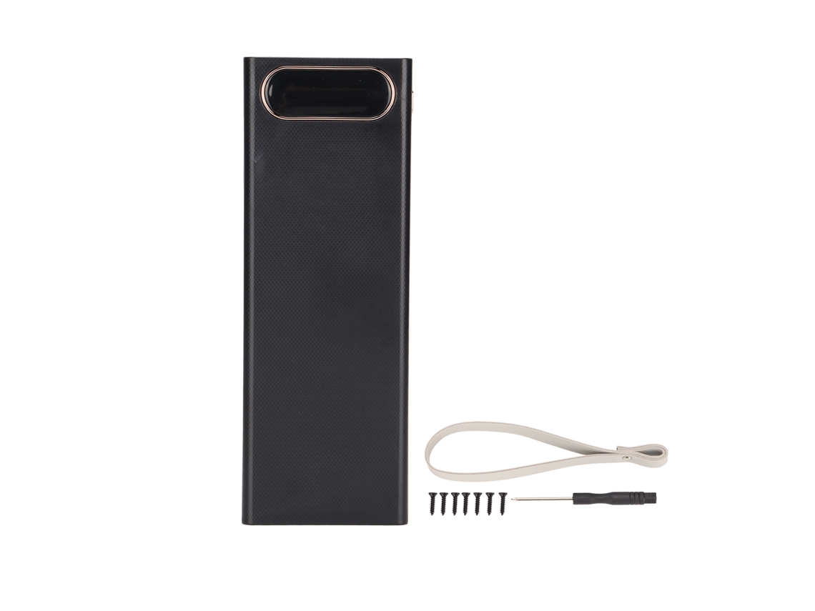 Caja De Banco De Energía Portátil Diy 18650 Con Lcd Para 20 Baterías Negro 10w