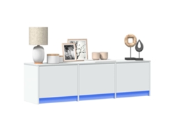 Mueble De Tv Con Led Madera De Ingeniería Blanco 140x34x40 Cm