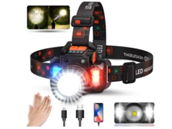 Linterna de cabeza T8 3000LM rotativa con zoom impermeable con banco de energía de luz lateral para pesca Camping emergencia (negro) YIZHOOD