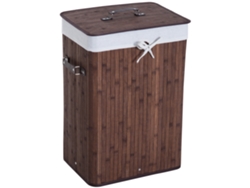 Cesto Roupa Dobrável Tampa Alças 40x30x60cm Marrom