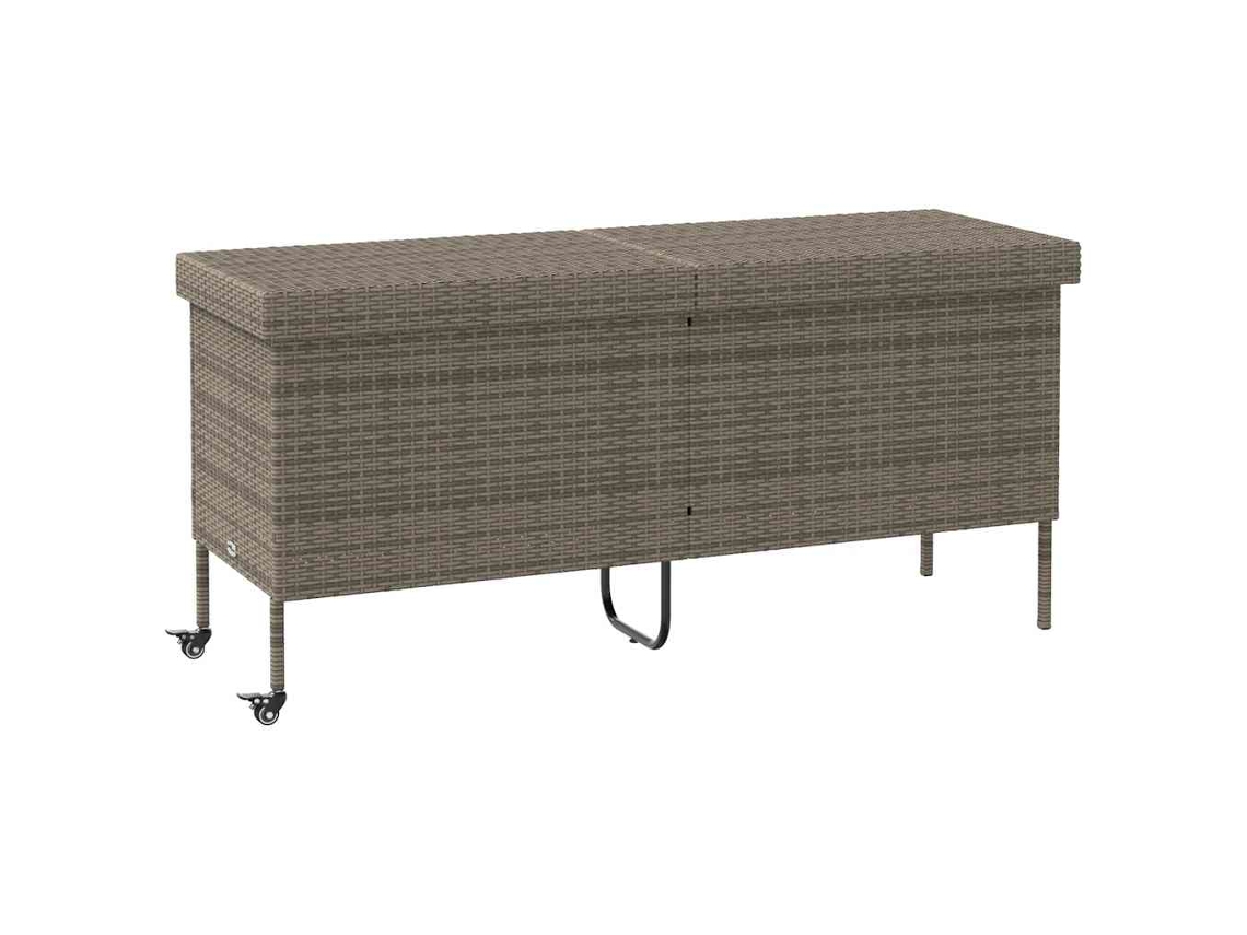Caja de almacenaje de mimbre con ruedas, patas grises, MAISON EXCLUSIVE (160x55x75 cm)