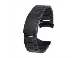 Pulsera De Acero Inoxidable De 22 Mm, Eslabón Macizo, Extremo Curvado, Con 4 Pasadores De Resorte (negra).