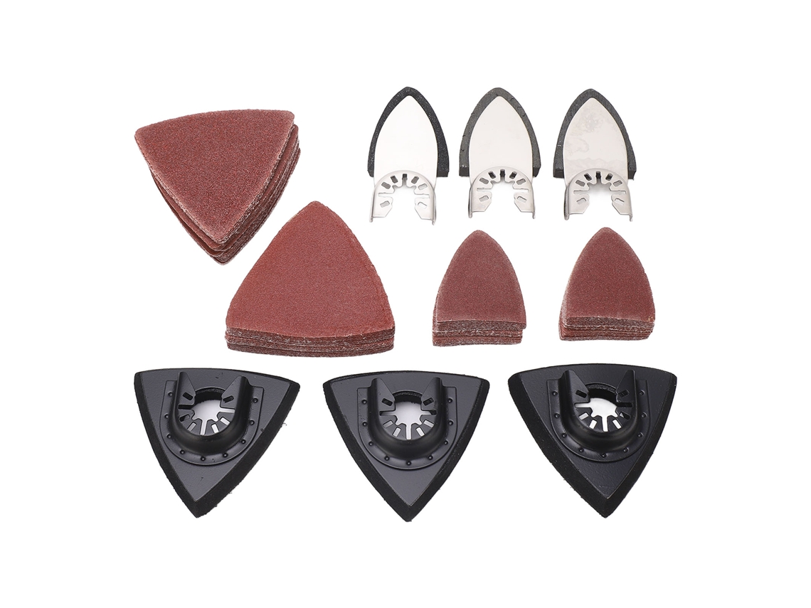 Kit De 106 Discos De Lijado Para Herramienta Oscilante Con 6 Almohadillas Triangulares Y 100 Hojas De Lija.