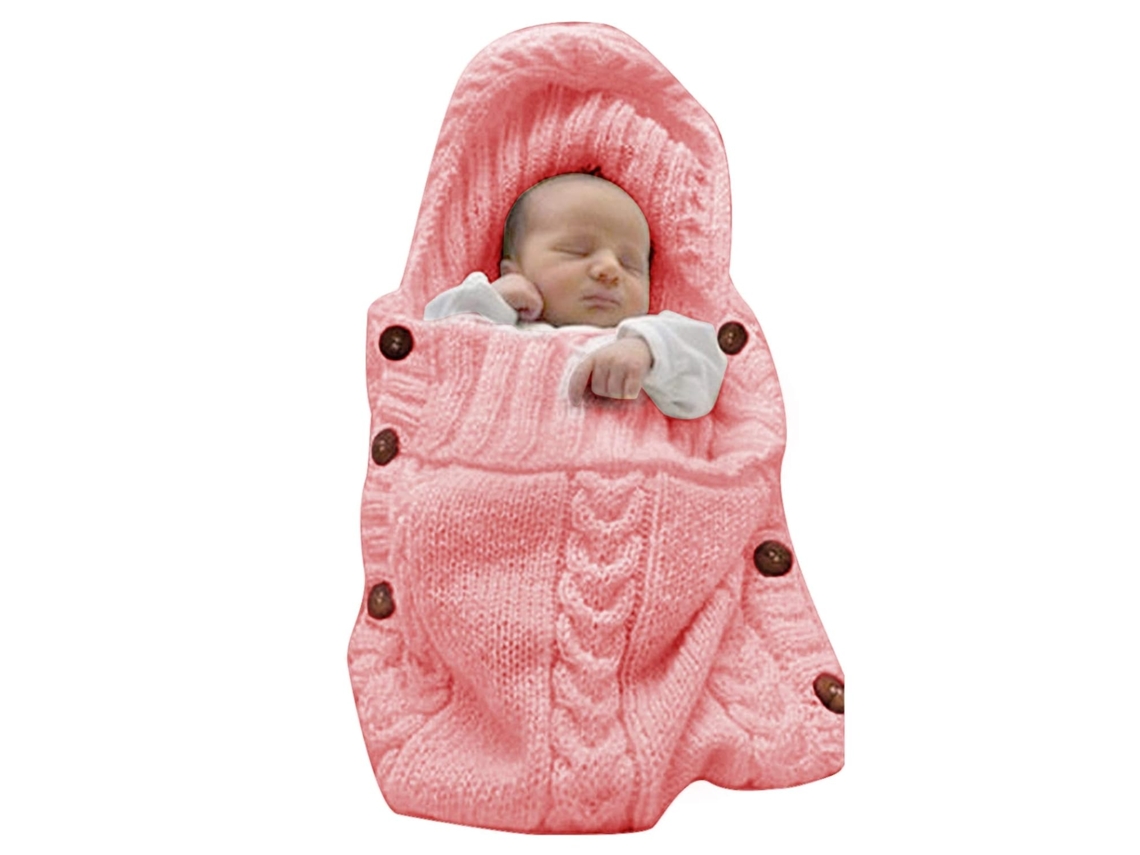 Manta Bebé Rosa – Lana Tricot, Saco Dormir, Carrito