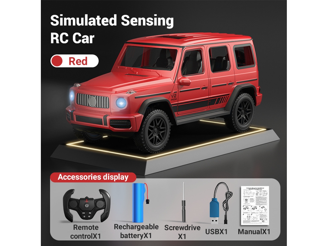 Juguete todoterreno Mercedes Benz 4x4 a escala 1:14 con control por gestos MDUG (rojo)