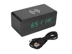 Reloj de mesa con carga inalámbrica Qi y control de sonido