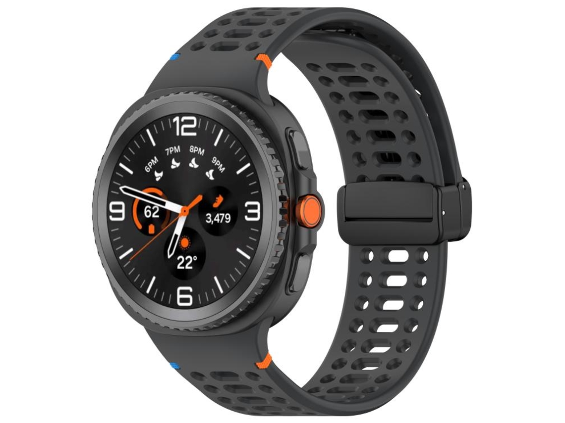 Bracelete Para Samsung Galaxy Watch 8 / 8 Classic - Silicone Com Fivela Magnética Preta - Cinza Espacial Oficial