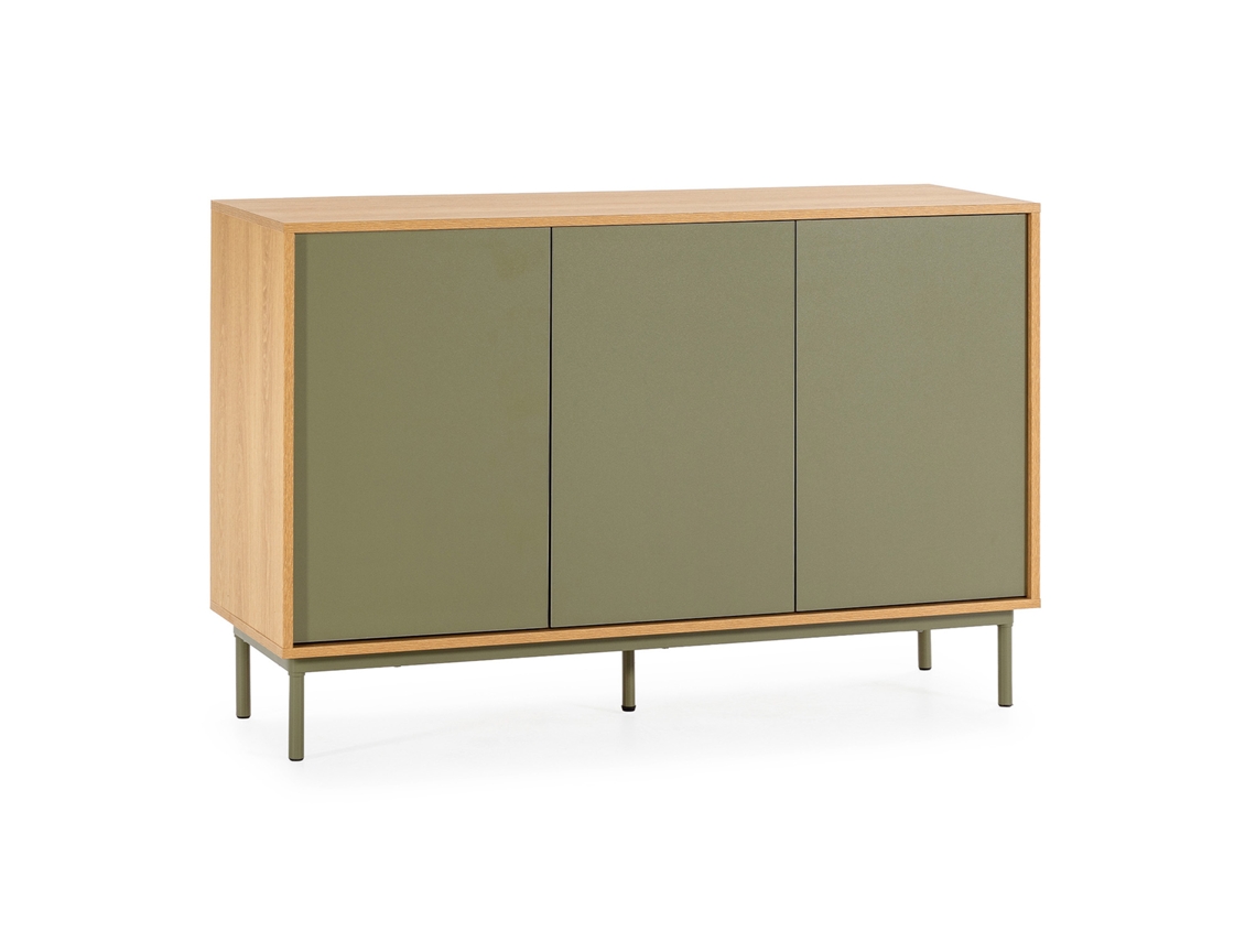 Aparador Cuzco de 3 puertas, efecto roble/verde, VS VENTA STOCK