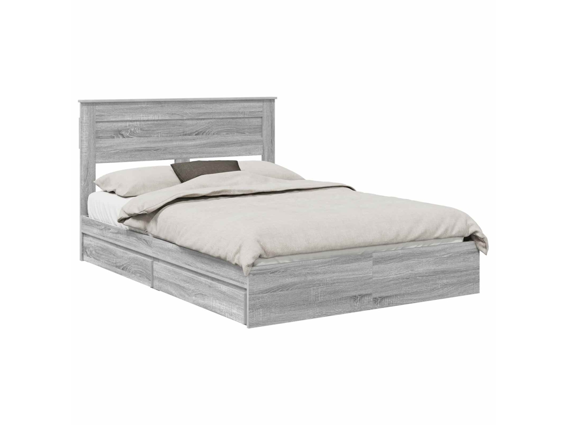 Maison Exclusive - Cama Con Almacenamiento Con Cabecera Gris Sonoma 140 X 200 Cm