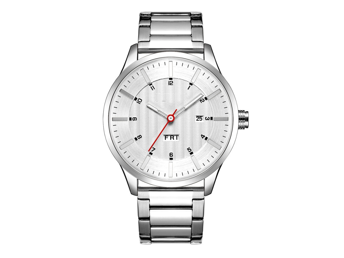 Reloj Hombre Redondo Correa Acero Inoxidable Resistente Al Agua Cuarzo Analógico