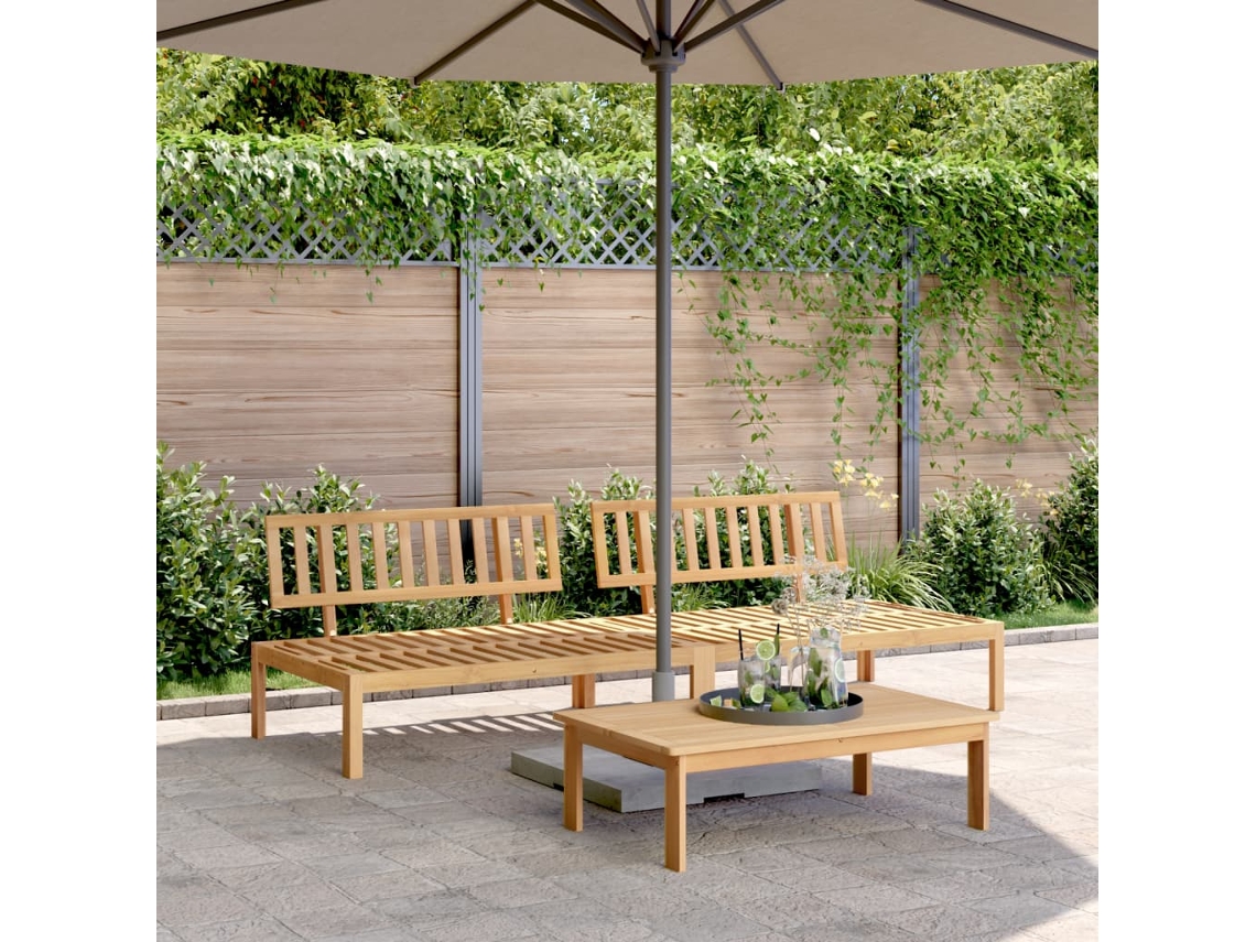 Sofá de jardín de 2 piezas de palets, madera maciza de acacia, DKD Home Decor