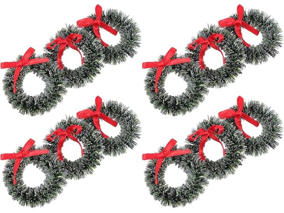 Mini Corona Navideña, Adorno Para Puerta, Juego De 20, Adorno Navideño, Verde, 3,5 X 3,5 Cm, Diseño Ergonómico, Apto Para Uso Diario.