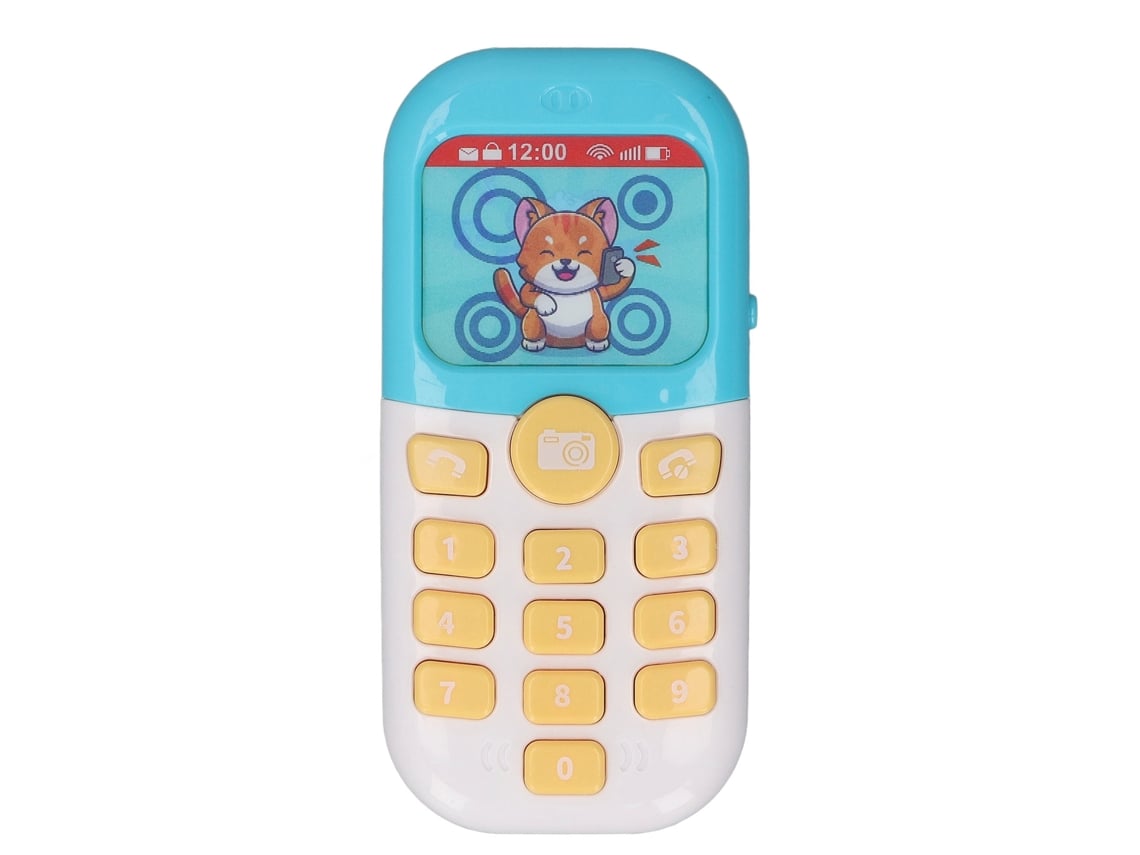 Ats-juguete Teléfono Infantil Con Animales Cartoons, Luces Y Música, Teléfono Simulado Para Aprendizaje Temprano, Azul