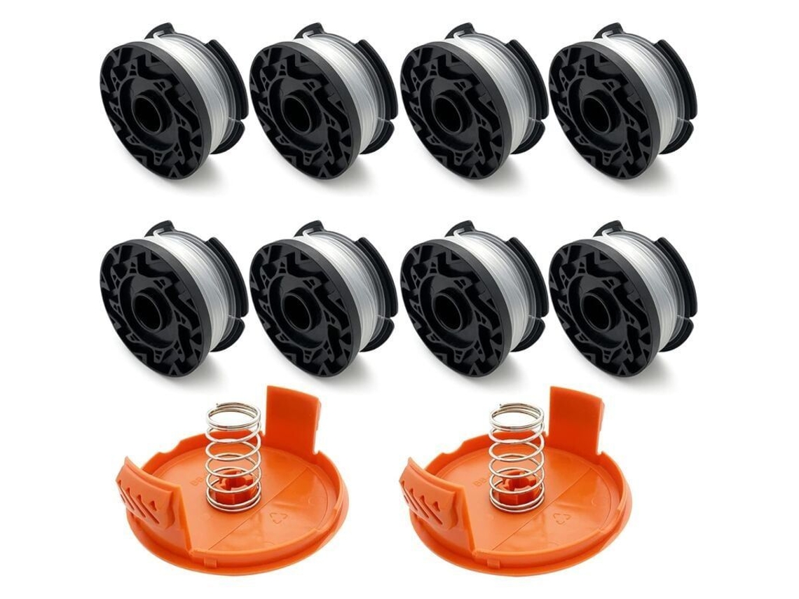 Kit De 8 Carretes De Hilo Para Cortacésped, Compatibles Con Black And Decker + 2 Tapas Y 2 Resortes, 1,6 Mm