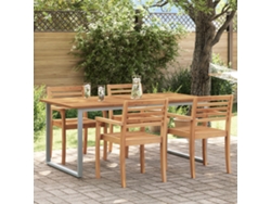 Mesa de comedor exterior gris 180x90x75 cm de acero y madera maciza de acacia Lovely Home