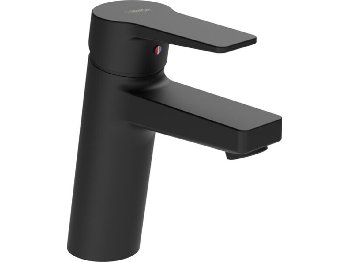 HANSA HANSAtwist XL mezclador de lavabo, proyección de 123 mm, sin desagüe, 1 agujero, 09022283, Color: negro mate