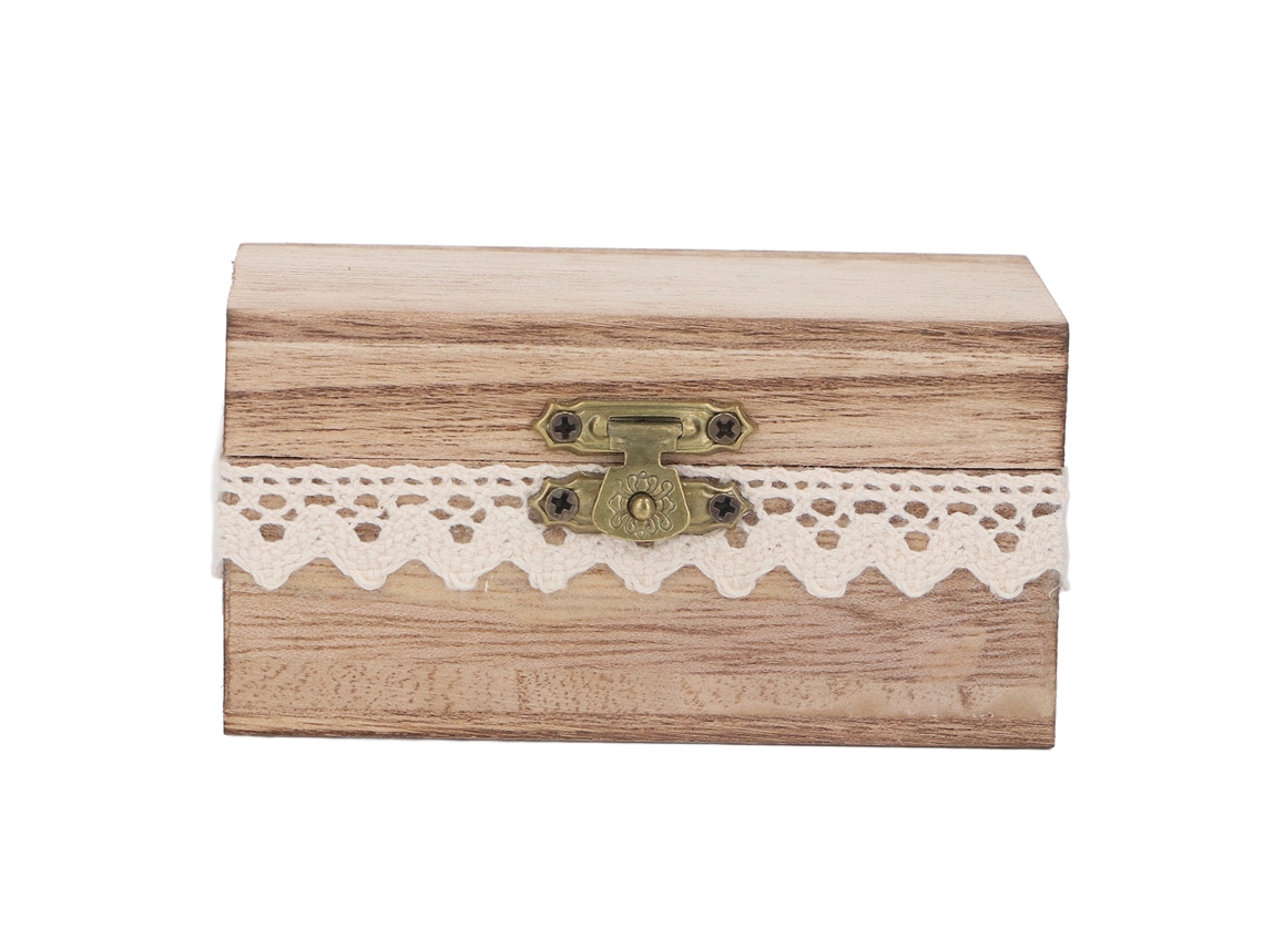 Caja De Madera De Estilo Rústico Para Anillos Con Encaje Para Compromiso, Boda, Aniversario.