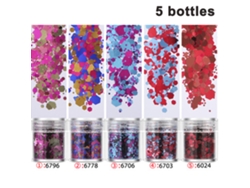 MEOIRUERY Purpurina para Slime, Shakers de Purpurina Extra Fina en Botes con Tapa, Ideal para Slime, Manualidades, Uñas, Scrapbooking, Pinturas, Set de 5