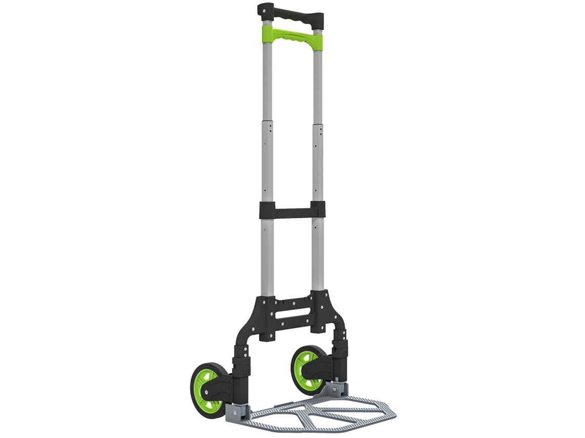 Carretilla plegable de aluminio con asa telescópica, 100 cm, verde.