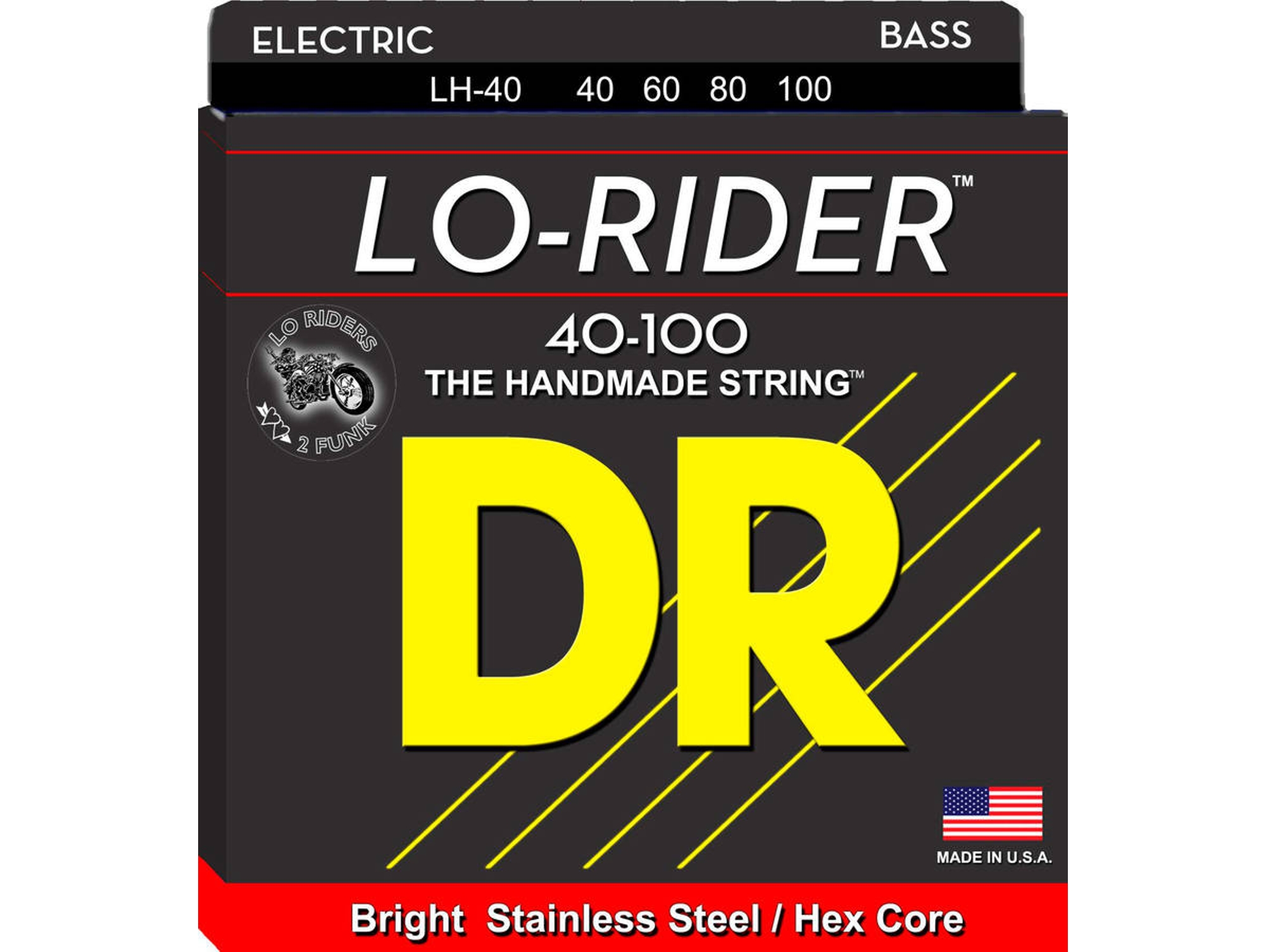 Juego de Cuerdas Bajo Eléctrico DR LH-40 Lo-rider (.040 - .060 - .080 - .0100 - Acero Inoxidable)