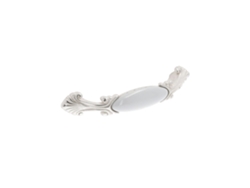 Tirador para muebles de zamac y porcelana con distancia entre centros de 96 mm, Venice Silver, juego de 6 unidades, HARDWAREXCHANGE