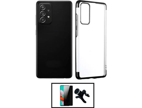 Kit Carcasa Super Slim + Protector de Pantalla Privacidad + Soporte Samsung Galaxy A52 G4M Negro
