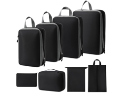 Bolsa de almacenamiento de compresión, juego de 8 piezas, bolsa de almacenamiento de viaje ligera, color negro Siurn