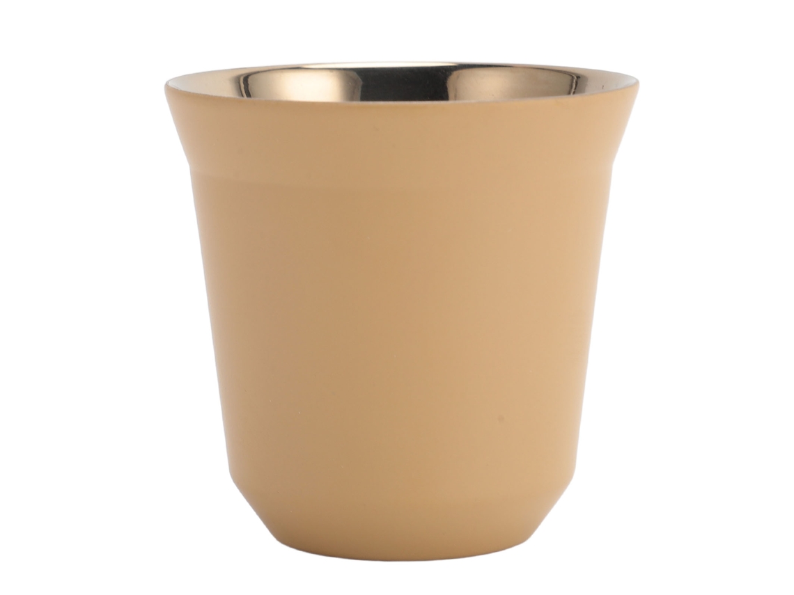 Taza de café reutilizable de acero inoxidable de doble pared, color té con leche, 160 ml